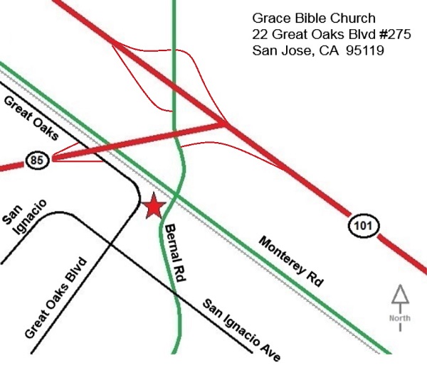 location map for Grace Bible Church